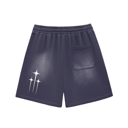 Sun Fade Raw Edge Cotton Shorts