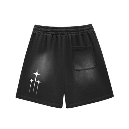 Sun Fade Raw Edge Cotton Shorts
