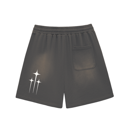 Sun Fade Raw Edge Cotton Shorts